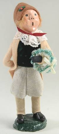 Victorian Assorted Carolers Boy With Wreath-Tan Coat - No Box