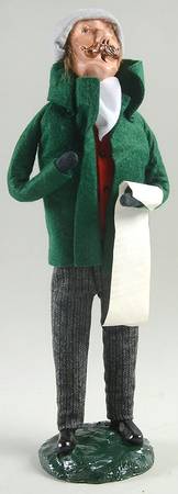 Victorian Assorted Carolers Mustache Man With Music-Green Coat Red V - No Box