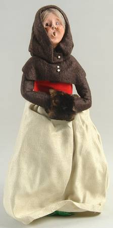 Victorian Assorted Carolers Man With Music-Tan Coat Velvet Shirt - No Box