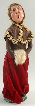 Victorian Assorted Carolers Woman With Muff-Brown Coat Gold Trim - No Box