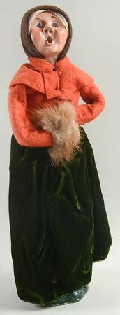 Victorian Assorted Carolers Woman With Muff-Rust Coat - No Box 42