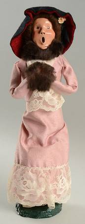 Victorian Assorted Carolers Woman With Muff Pink Dress - No Box