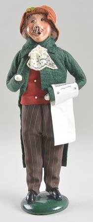 Victorian Assorted Carolers Mustache Man With Music-Green Burgundy - No Box