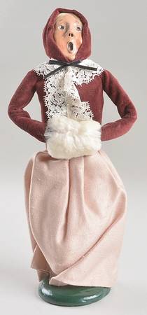 Victorian Assorted Carolers Woman With Muff-Burgundy Velvet Pink - No Box