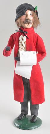 Victorian Assorted Carolers Mustache Man With Music-Red Velvet Coat - No Box