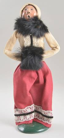 Victorian Assorted Carolers Woman With Muff-Tan Top Red Skirt - No Box