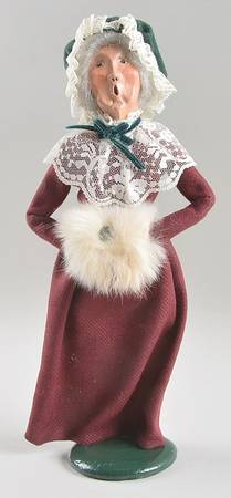 Victorian Assorted Carolers Grandmother With Muff-Burgundy Dress - No Box