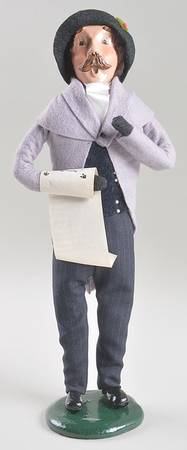 Victorian Assorted Carolers Mustache Man With Music-Grey - No Box
