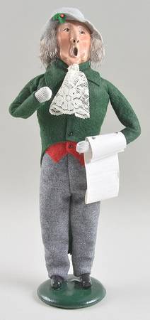 Victorian Assorted Carolers Grandfather With Music-Green Coat - No Box