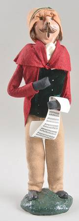 Victorian Assorted Carolers Mustache Man With Music-Burgundy - No Box
