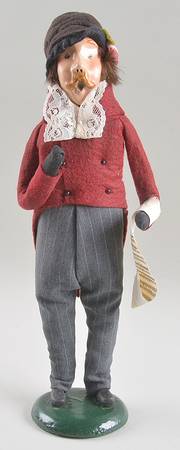Victorian Assorted Carolers Mustache Man With Music-Burgundy - No Box