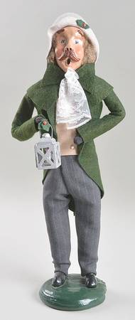 Victorian Assorted Carolers Mustache Man With Lantern-Green - No Box