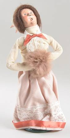 Victorian Assorted Carolers Woman With Muff-Cream Pink - No Box