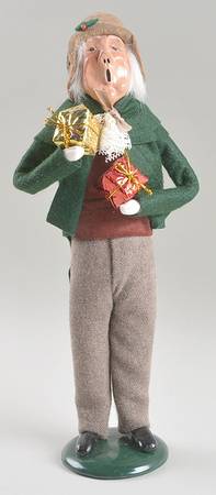 Victorian Assorted Carolers Grandfather With Gifts-Green - No Box
