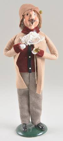 Victorian Assorted Carolers Mustache Man With Pocket Watch-Tan - No Box