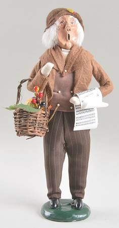 Victorian Assorted Carolers Grandfather With Music & Basket-Brown - No Box