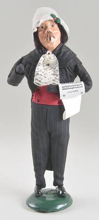 Victorian Assorted Carolers Mustache Man With Music-Black Coat - No Box