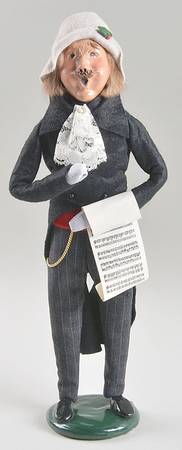 Victorian Assorted Carolers Mustache Man With Music-Black - No Box