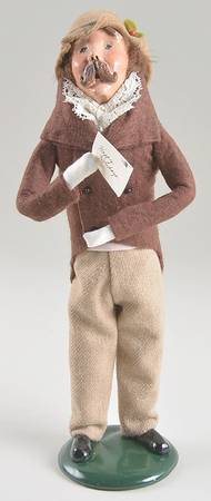 Victorian Assorted Carolers Mustache Man With Card-Brown - No Box