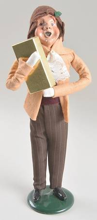 Victorian Assorted Carolers Man With Gift-Tan Coat Lace Cr - No Box