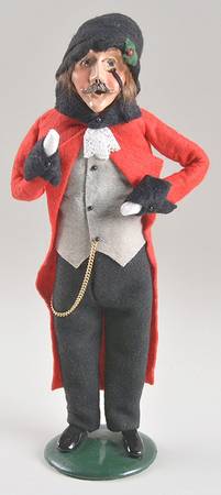 Victorian Assorted Carolers Monocle Man With Watch Chain-Red - No Box