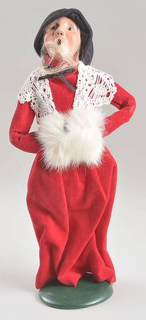Victorian Assorted Carolers Woman With Muff-Red Dress Lace Shaw - No Box