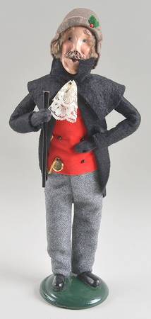 Victorian Assorted Carolers Mustache Man With Cane & Watch-Black - No Box