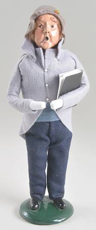 Victorian Assorted Carolers Man With Song Book-Grey Blue - No Box