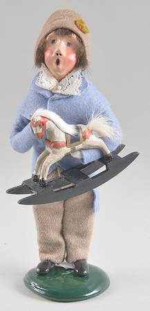 Victorian Assorted Carolers Boy With Rocking Horse-Blue - No Box