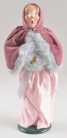 Victorian Assorted Carolers Woman With Muff-Grey & Pink - No Box
