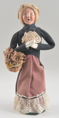 Victorian Assorted Carolers Woman With Basket-Black/Pink - No Box