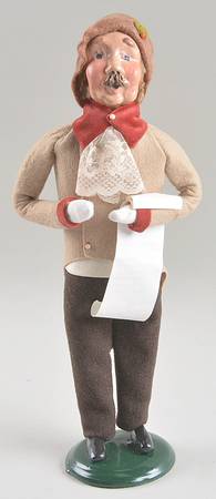 Victorian Assorted Carolers Mustache Man With Music-Tan Burgundy - No Box