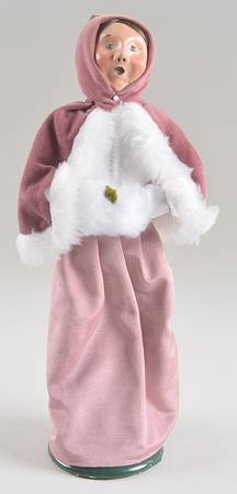Victorian Assorted Carolers Woman With Muff-Pink Cape Fur Trim - No Box