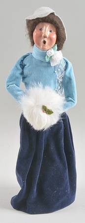 Victorian Assorted Carolers Woman With Muff-Blue - No Box
