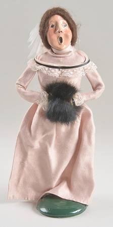 Victorian Assorted Carolers Woman With Muff-Pink Dress - No Box