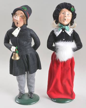 Victorian Assorted Carolers Man & Woman-Black & Burgundy - No Box