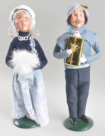 Victorian Assorted Carolers Man & Woman-Blue & Grey - No Box