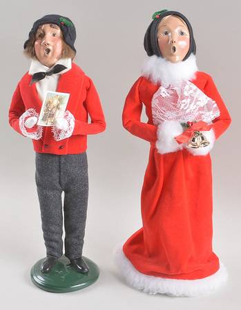 Victorian Assorted Carolers Man & Woman-Red & Black - No Box
