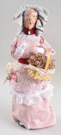 Victorian Assorted Carolers Grandmother With Flower Basket-Pink Dres - No Box