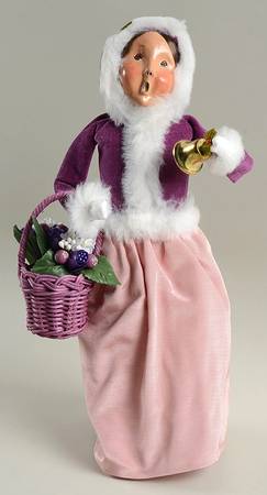 Victorian Assorted Carolers Woman With Flower Basket-Purple And Pink - No Box