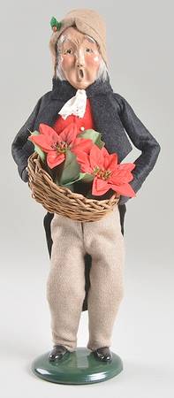 Victorian Assorted Carolers Grandfather With Poinsettia Basket - No Box