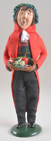 Victorian Assorted Carolers Man With Apple-Gift Tray - No Box