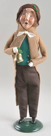 Victorian Assorted Carolers Man With Bell-Brown Coat-Pants-Hat - No Box