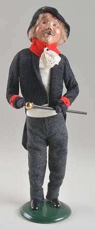 Victorian Assorted Carolers Mustache Man With Cane-Black - No Box