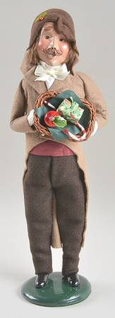 Victorian Assorted Carolers Mustache Man With Basket-Tan - No Box