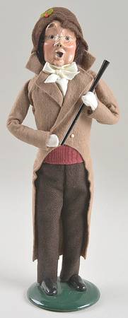 Victorian Assorted Carolers Glasses Man With Walking Stick-Tan - No Box