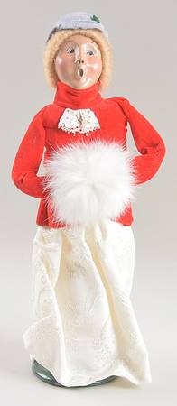Victorian Assorted Carolers Woman With Muff-Red Top - No Box