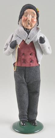 Victorian Assorted Carolers Grandfather With Pocket Watch-Grey Coat - No Box