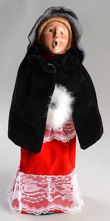 Victorian Assorted Carolers Woman With Muff-Black Cape-Big Hat - No Box