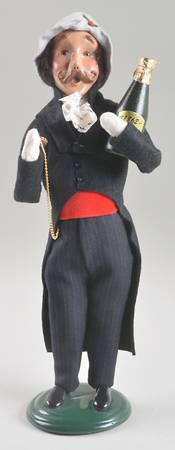 Victorian Assorted Carolers Man With Pocket Watch And Wine Bottle - No Box